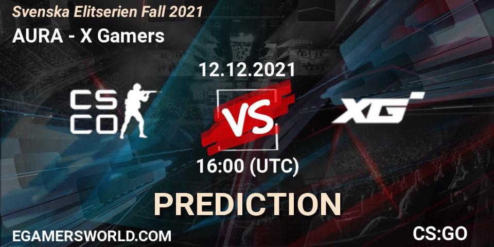 AURA - X Gamers: Maç tahminleri. 12.12.2021 at 16:20, Counter-Strike (CS2), Svenska Elitserien Fall 2021
