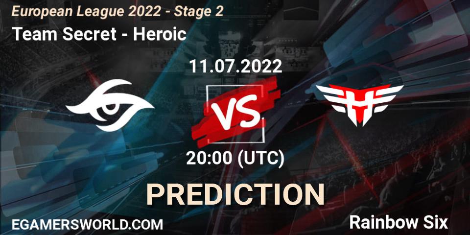 Team Secret - Heroic: Maç tahminleri. 11.07.2022 at 17:00, Rainbow Six, European League 2022 - Stage 2