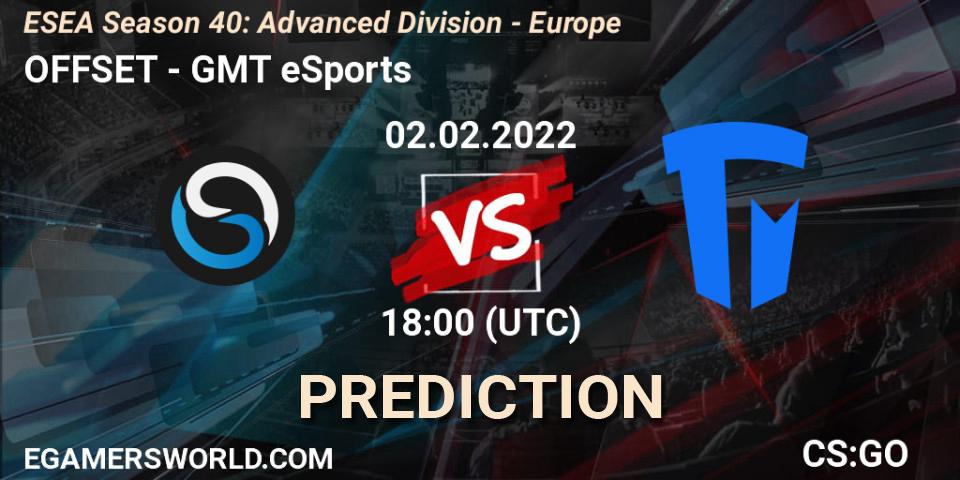 OFFSET - GMT eSports: Maç tahminleri. 02.02.2022 at 18:00, Counter-Strike (CS2), ESEA Season 40: Advanced Division - Europe