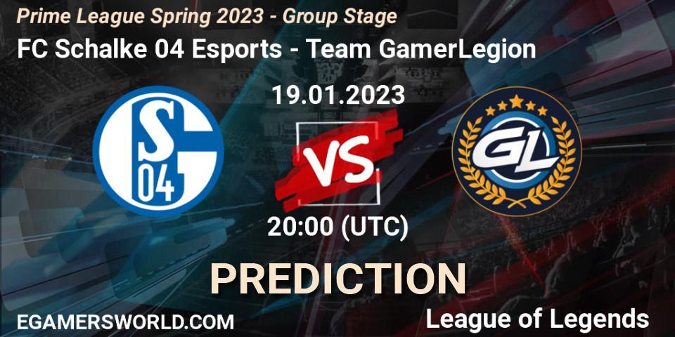 FC Schalke 04 Esports - Team GamerLegion: Maç tahminleri. 19.01.23, LoL, Prime League Spring 2023 - Group Stage