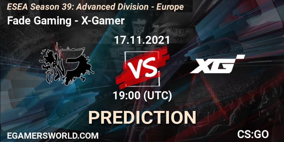 Fade Gaming - X-Gamer: Maç tahminleri. 17.11.2021 at 20:00, Counter-Strike (CS2), ESEA Season 39: Advanced Division - Europe