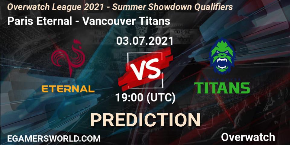 Paris Eternal - Vancouver Titans: Maç tahminleri. 03.07.2021 at 19:00, Overwatch, Overwatch League 2021 - Summer Showdown Qualifiers