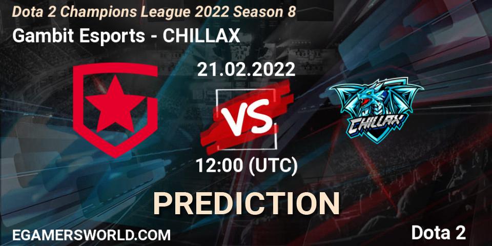 Gambit Esports - CHILLAX: Maç tahminleri. 21.02.2022 at 11:59, Dota 2, Dota 2 Champions League 2022 Season 8