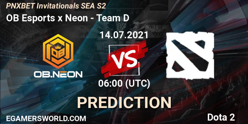 OB Esports x Neon - Team D: Maç tahminleri. 14.07.2021 at 06:53, Dota 2, PNXBET Invitationals SEA S2