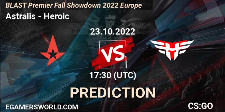 Astralis - Heroic: Maç tahminleri. 23.10.2022 at 17:30, Counter-Strike (CS2), BLAST Premier Fall Showdown 2022 Europe