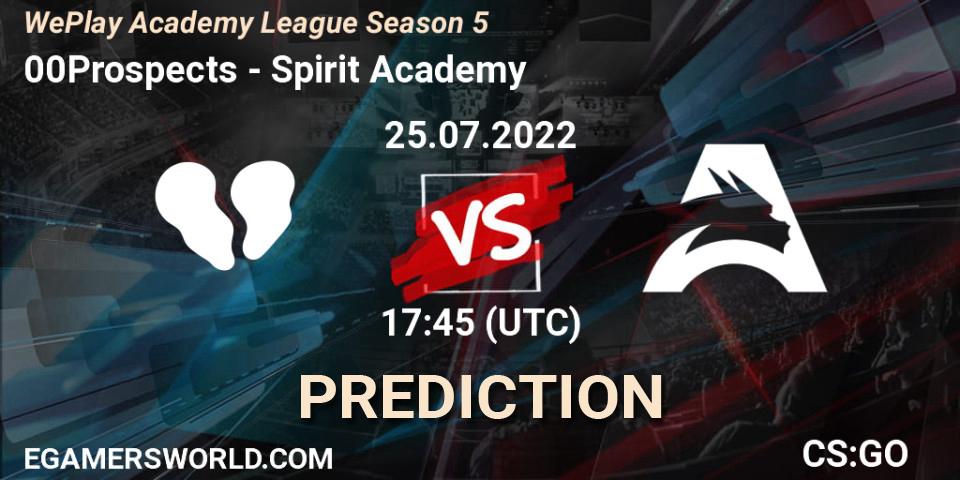 00Prospects - Spirit Academy: Maç tahminleri. 25.07.22, CS2 (CS:GO), WePlay Academy League Season 5