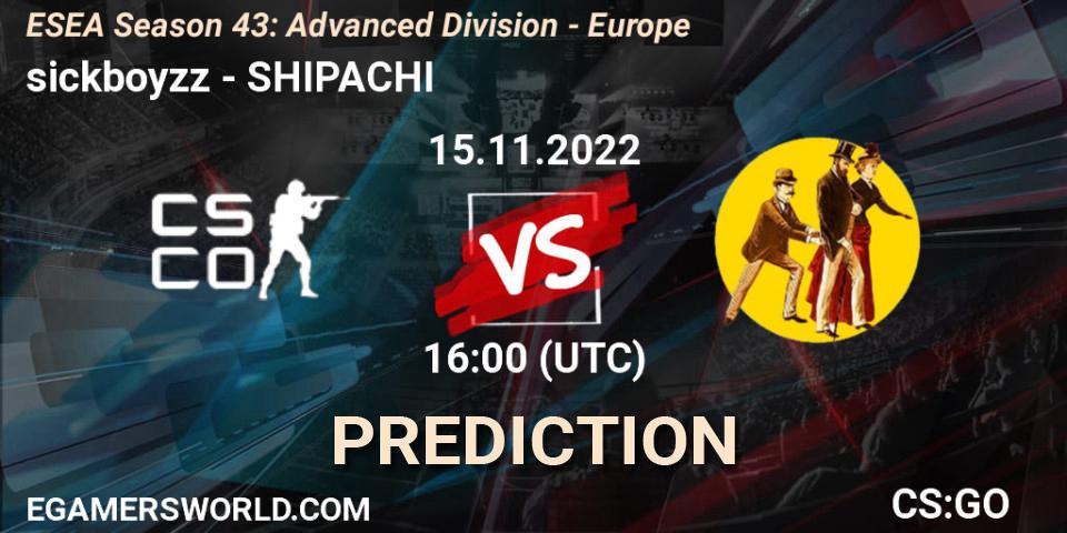 sickboyzz - SHIPACHI: Maç tahminleri. 15.11.22, CS2 (CS:GO), ESEA Season 43: Advanced Division - Europe