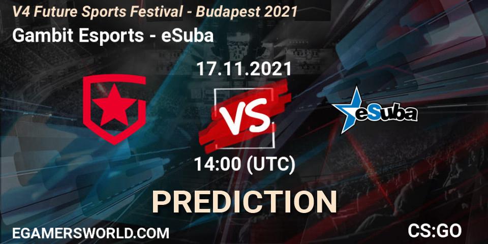 Gambit Esports - eSuba: Maç tahminleri. 17.11.2021 at 14:50, Counter-Strike (CS2), V4 Future Sports Festival - Budapest 2021