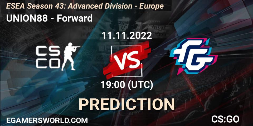 UNION88 - Forward: Maç tahminleri. 11.11.2022 at 19:00, Counter-Strike (CS2), ESEA Season 43: Advanced Division - Europe