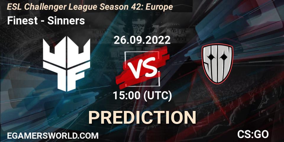 Finest - Sinners: Maç tahminleri. 26.09.22, CS2 (CS:GO), ESL Challenger League Season 42: Europe