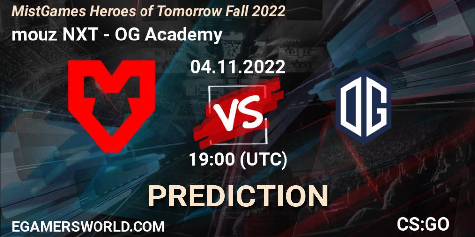 mouz NXT - OG Academy: Maç tahminleri. 04.11.2022 at 19:00, Counter-Strike (CS2), MistGames Heroes of Tomorrow Fall 2022
