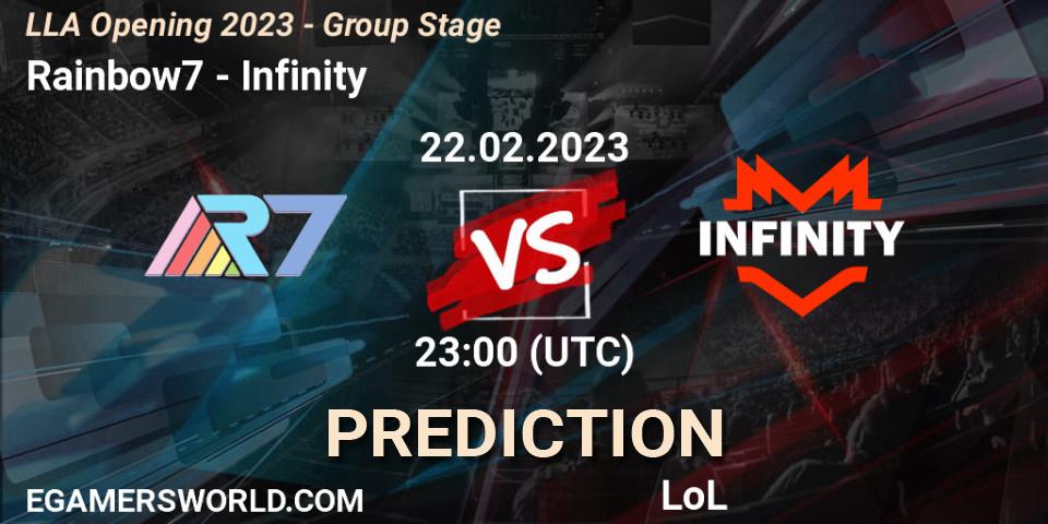 Rainbow7 - Infinity: Maç tahminleri. 23.02.2023 at 01:00, LoL, LLA Opening 2023 - Group Stage