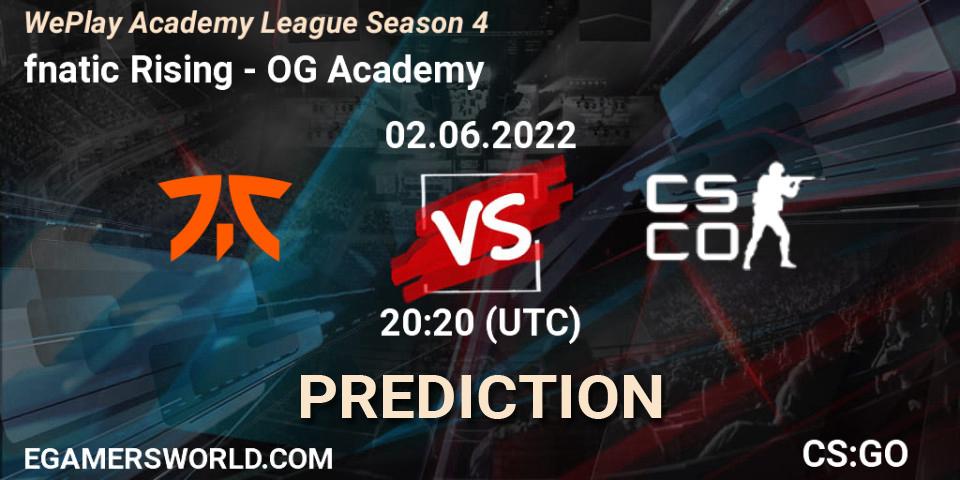 fnatic Rising - OG Academy: Maç tahminleri. 02.06.2022 at 20:20, Counter-Strike (CS2), WePlay Academy League Season 4