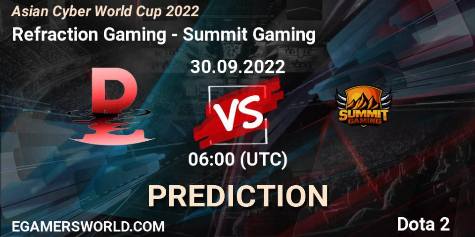 Refraction Gaming - Summit Gaming: Maç tahminleri. 30.09.2022 at 06:07, Dota 2, Asian Cyber World Cup 2022