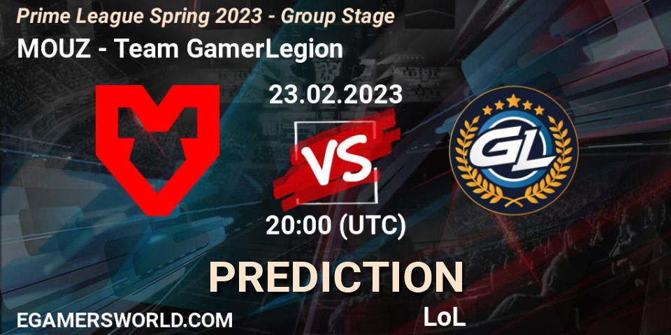 MOUZ - Team GamerLegion: Maç tahminleri. 23.02.2023 at 17:00, LoL, Prime League Spring 2023 - Group Stage