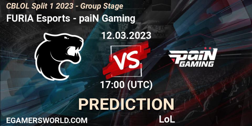 FURIA Esports - paiN Gaming: Maç tahminleri. 12.03.2023 at 17:15, LoL, CBLOL Split 1 2023 - Group Stage