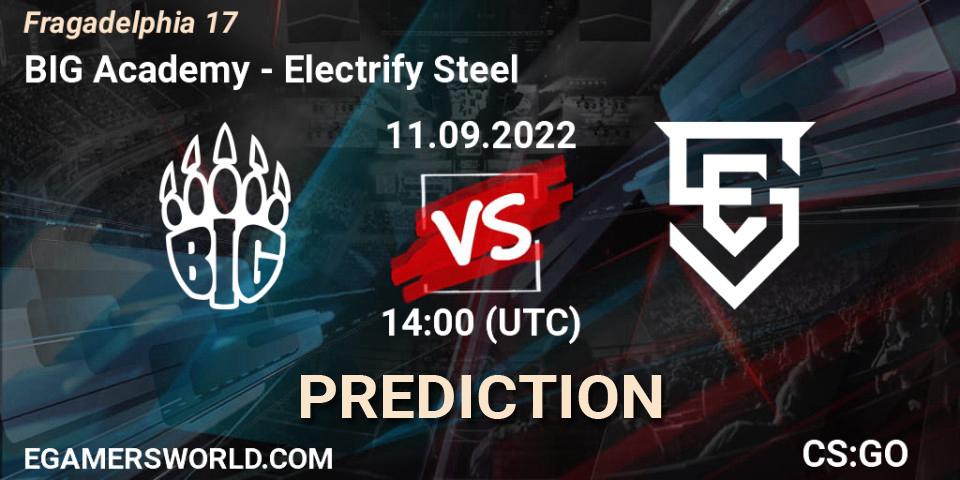 BIG Academy - Electrify Steel: Maç tahminleri. 11.09.2022 at 14:10, Counter-Strike (CS2), Fragadelphia 17