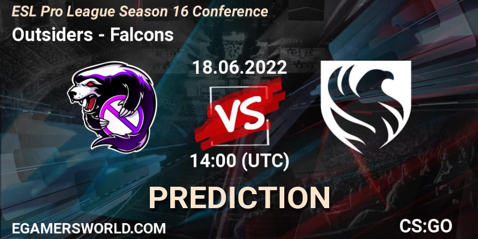 Outsiders - Falcons: Maç tahminleri. 18.06.2022 at 14:00, Counter-Strike (CS2), ESL Pro League Season 16 Conference