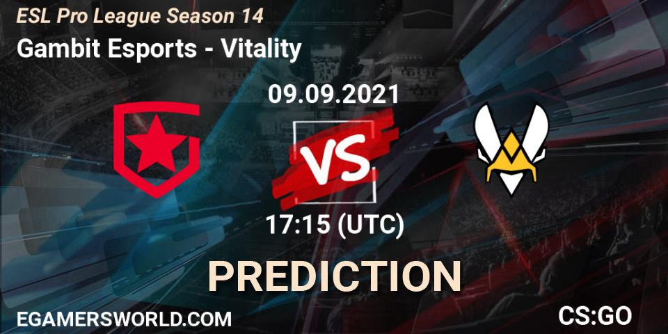 Gambit Esports - Vitality: Maç tahminleri. 09.09.2021 at 17:55, Counter-Strike (CS2), ESL Pro League Season 14