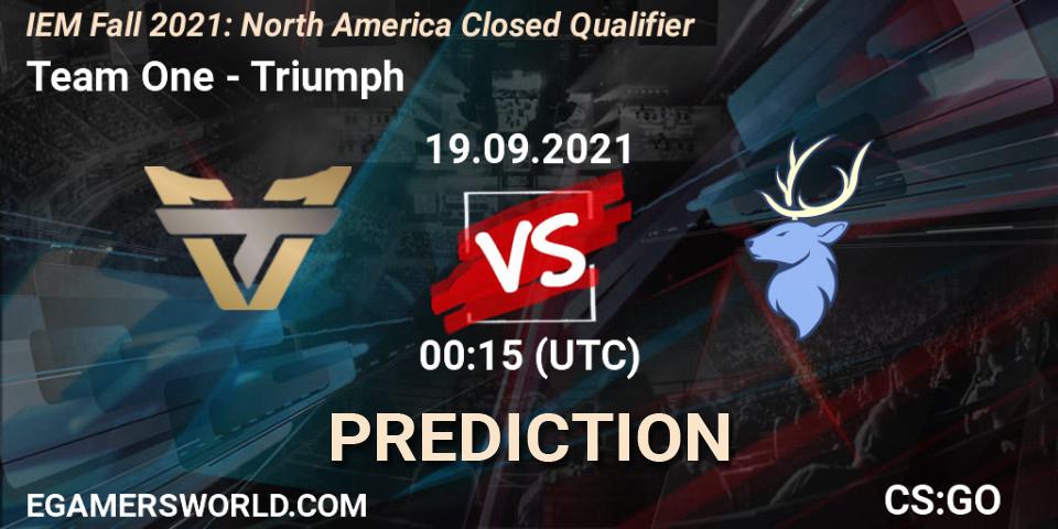 Team One - Triumph: Maç tahminleri. 19.09.2021 at 00:15, Counter-Strike (CS2), IEM Fall 2021: North America Closed Qualifier