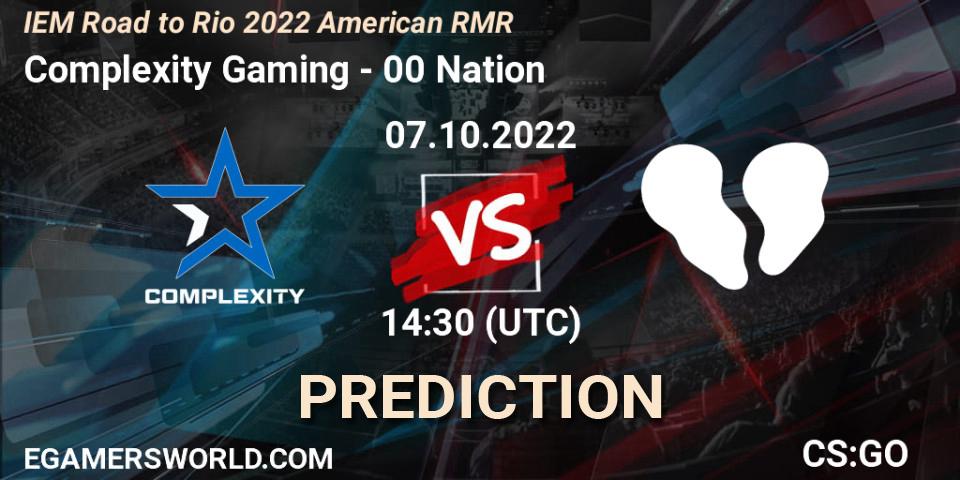 Complexity Gaming - 00 Nation: Maç tahminleri. 07.10.2022 at 14:30, Counter-Strike (CS2), IEM Road to Rio 2022 American RMR