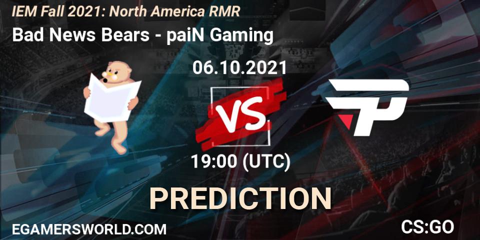 Bad News Bears - paiN Gaming: Maç tahminleri. 06.10.2021 at 19:00, Counter-Strike (CS2), IEM Fall 2021: North America RMR