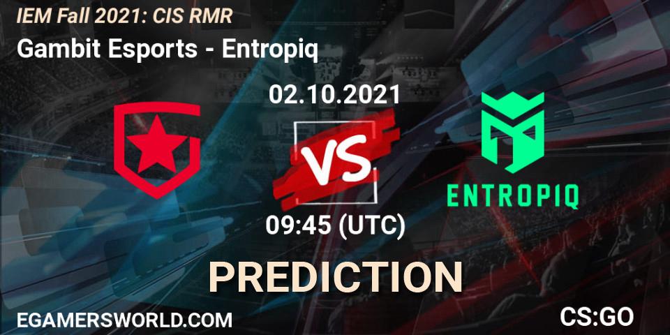 Gambit Esports - Entropiq: Maç tahminleri. 02.10.2021 at 09:45, Counter-Strike (CS2), IEM Fall 2021: CIS RMR