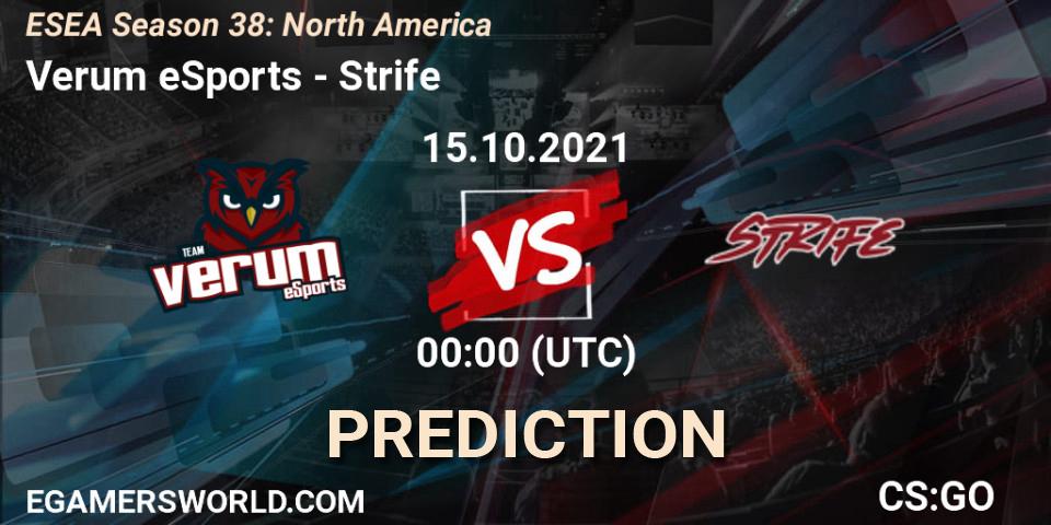 Verum eSports - Strife: Maç tahminleri. 15.10.2021 at 00:00, Counter-Strike (CS2), ESEA Season 38: North America 