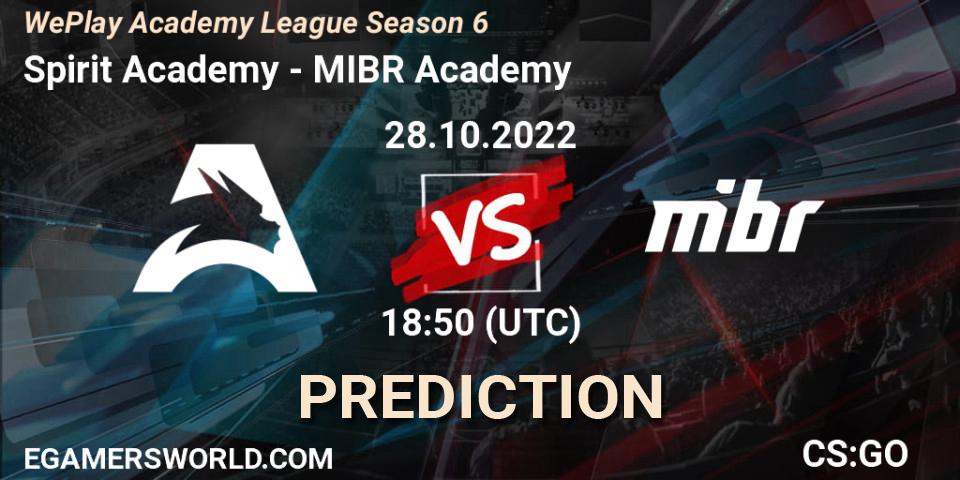 Spirit Academy - MIBR Academy: Maç tahminleri. 28.10.2022 at 18:55, Counter-Strike (CS2), WePlay Academy League Season 6