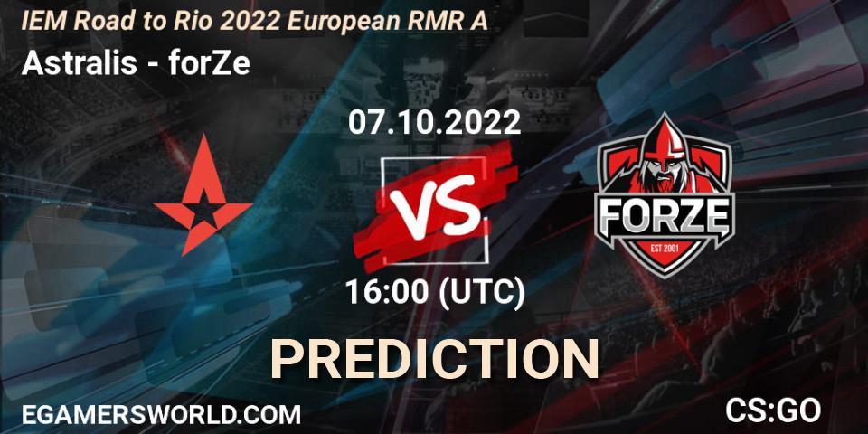 Astralis - forZe: Maç tahminleri. 07.10.2022 at 17:00, Counter-Strike (CS2), IEM Road to Rio 2022 European RMR A