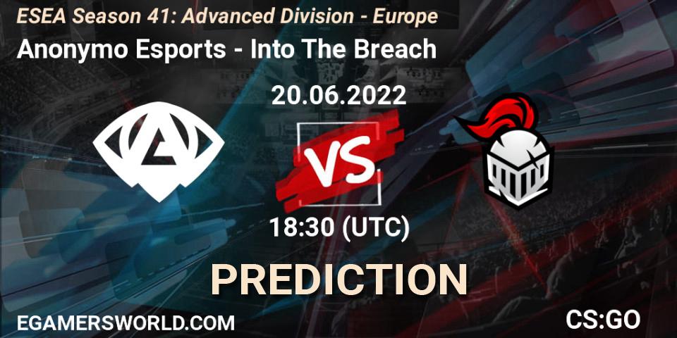 Anonymo Esports - Into The Breach: Maç tahminleri. 20.06.2022 at 16:00, Counter-Strike (CS2), ESEA Season 41: Advanced Division - Europe