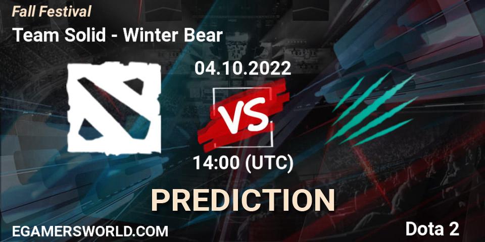 Team Solid - Winter Bear: Maç tahminleri. 04.10.2022 at 14:00, Dota 2, Fall Festival