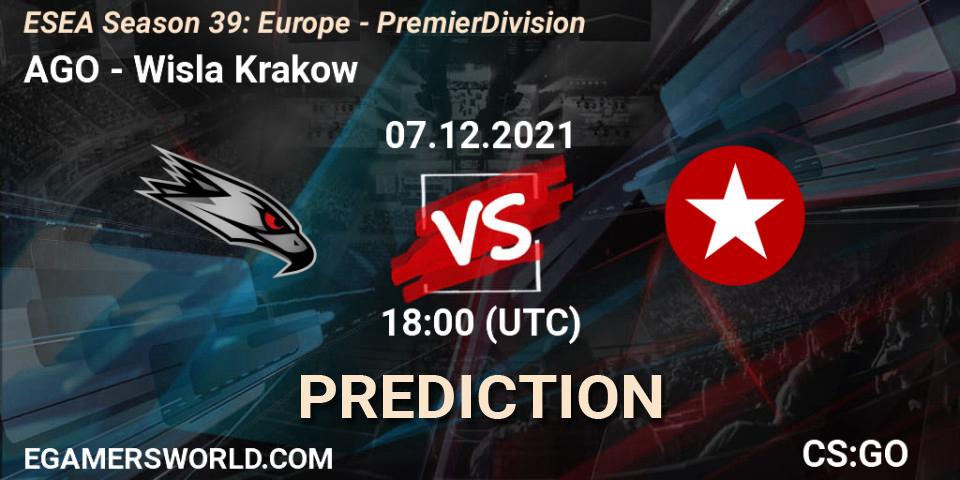 AGO - Wisla Krakow: Maç tahminleri. 07.12.2021 at 18:15, Counter-Strike (CS2), ESEA Season 39: Europe - Premier Division