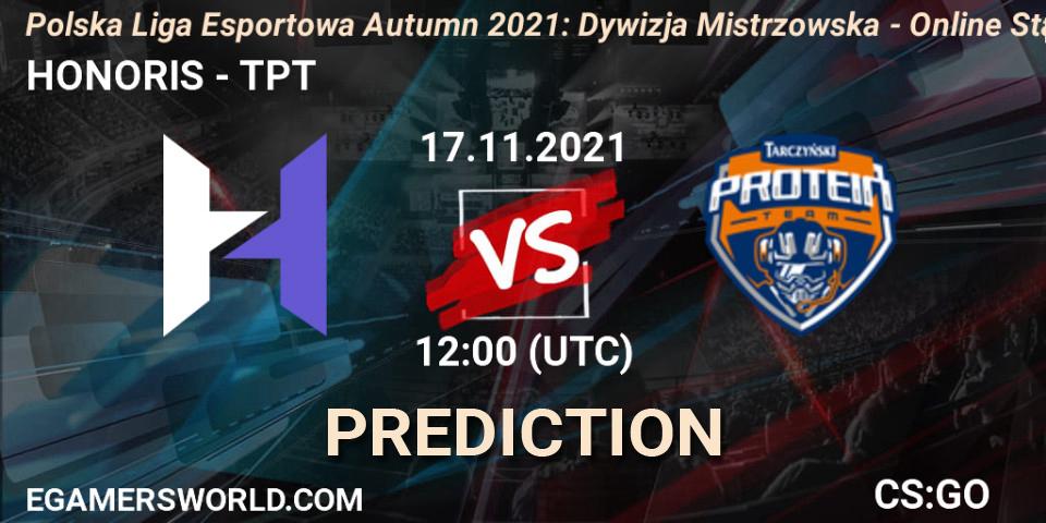 HONORIS - TPT: Maç tahminleri. 17.11.2021 at 12:00, Counter-Strike (CS2), Polska Liga Esportowa Autumn 2021: Dywizja Mistrzowska - Online Stage
