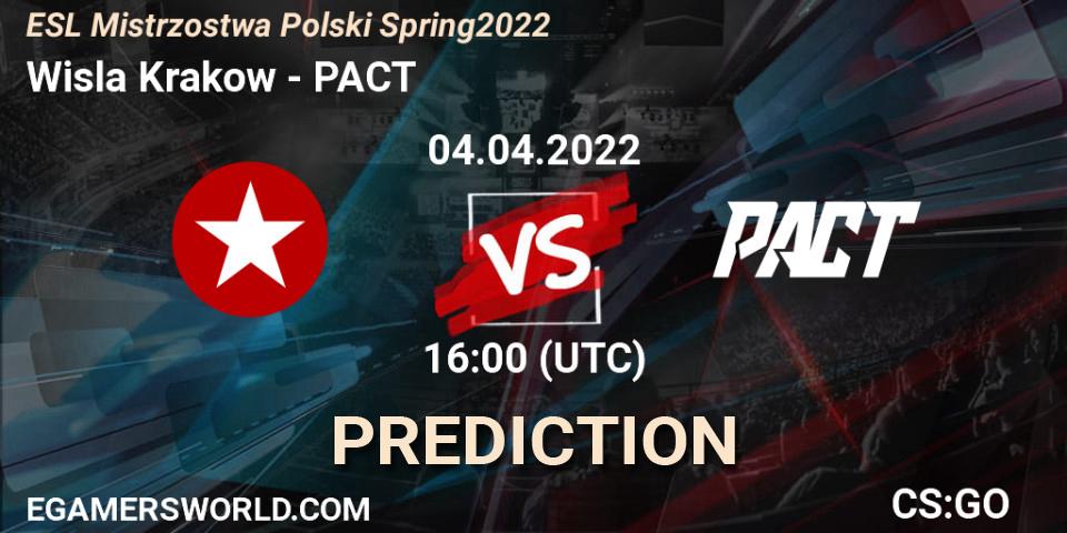 Wisla Krakow - PACT: Maç tahminleri. 04.04.2022 at 16:00, Counter-Strike (CS2), ESL Mistrzostwa Polski Spring 2022