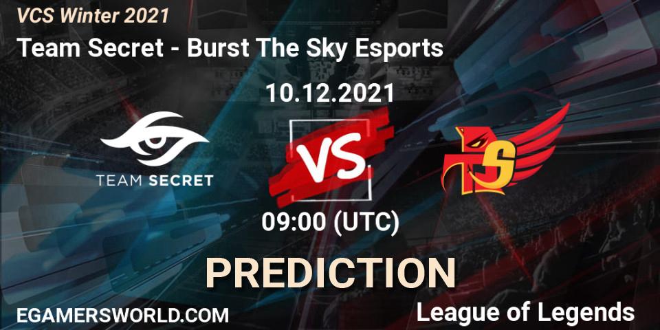 Team Secret - Burst The Sky Esports: Maç tahminleri. 10.12.2021 at 09:00, LoL, VCS Winter 2021