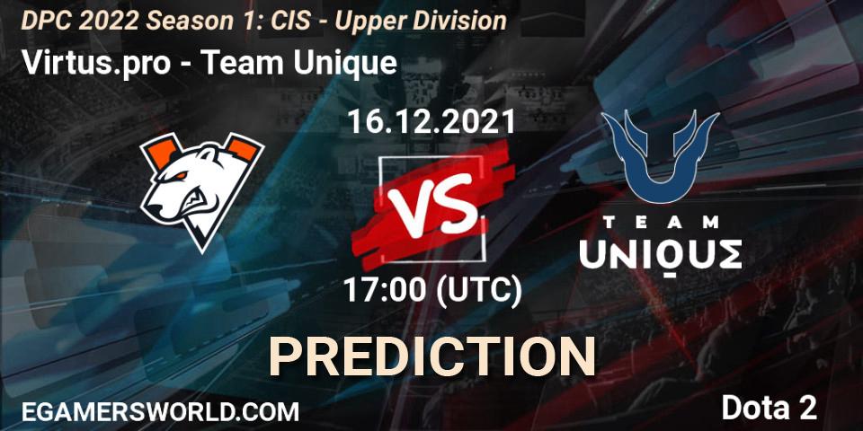 Virtus.pro - Team Unique: Maç tahminleri. 16.12.2021 at 17:24, Dota 2, DPC 2022 Season 1: CIS - Upper Division