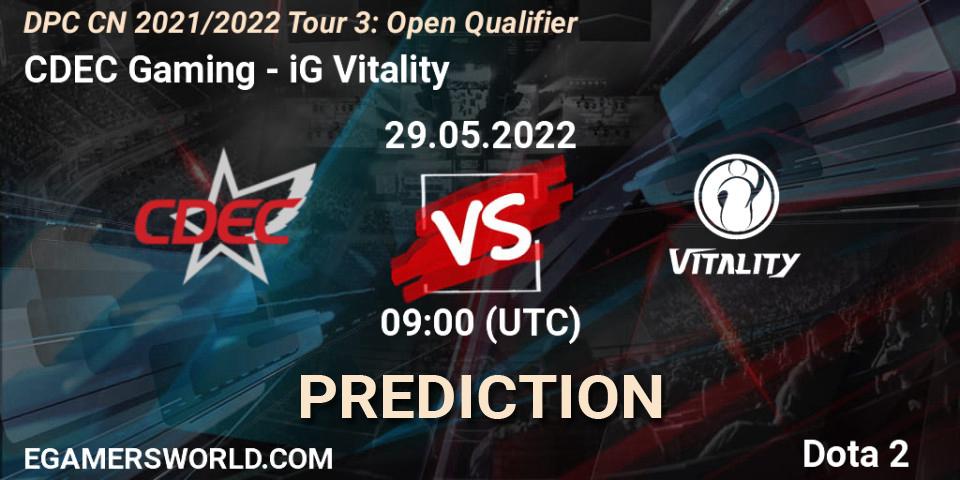 CDEC Gaming - iG Vitality: Maç tahminleri. 29.05.22, Dota 2, DPC CN 2021/2022 Tour 3: Open Qualifier
