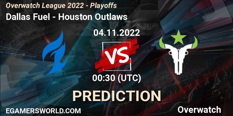 Dallas Fuel - Houston Outlaws: Maç tahminleri. 04.11.2022 at 01:30, Overwatch, Overwatch League 2022 - Playoffs