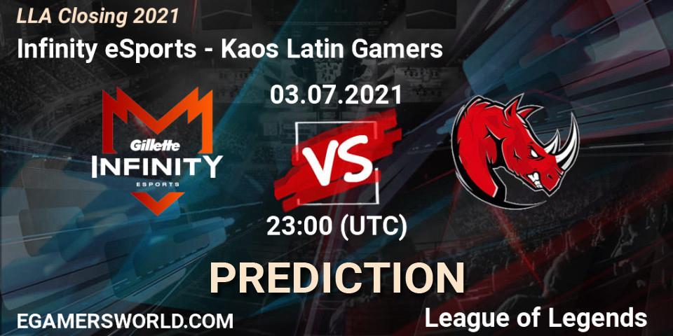 Infinity eSports - Kaos Latin Gamers: Maç tahminleri. 04.07.2021 at 00:00, LoL, LLA Closing 2021
