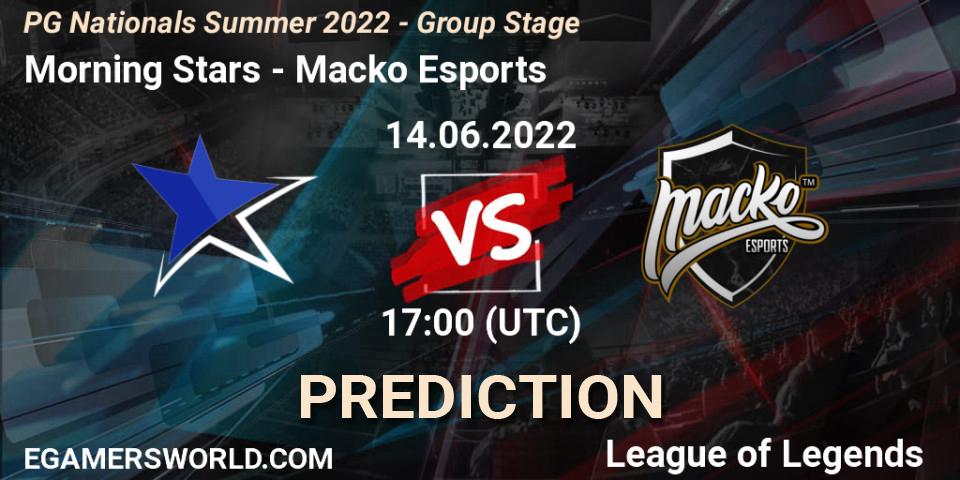 Morning Stars - Macko Esports: Maç tahminleri. 14.06.2022 at 18:00, LoL, PG Nationals Summer 2022 - Group Stage