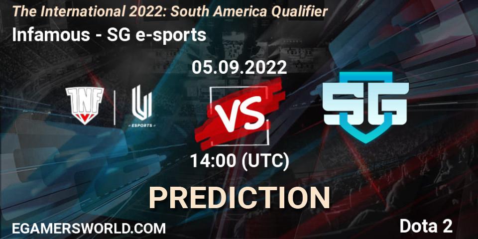 Infamous - SG e-sports: Maç tahminleri. 05.09.2022 at 14:03, Dota 2, The International 2022: South America Qualifier