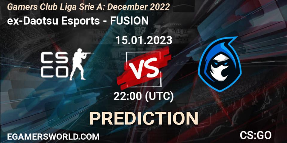 ex-Daotsu Esports - FUSION: Maç tahminleri. 15.01.2023 at 22:00, Counter-Strike (CS2), Gamers Club Liga Série A: December 2022