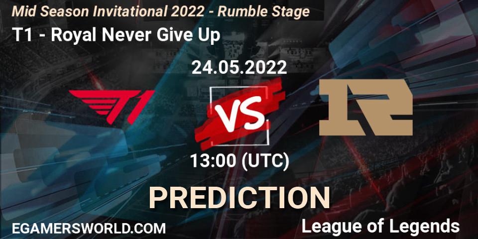 T1 - Royal Never Give Up: Maç tahminleri. 24.05.2022 at 11:00, LoL, Mid Season Invitational 2022 - Rumble Stage