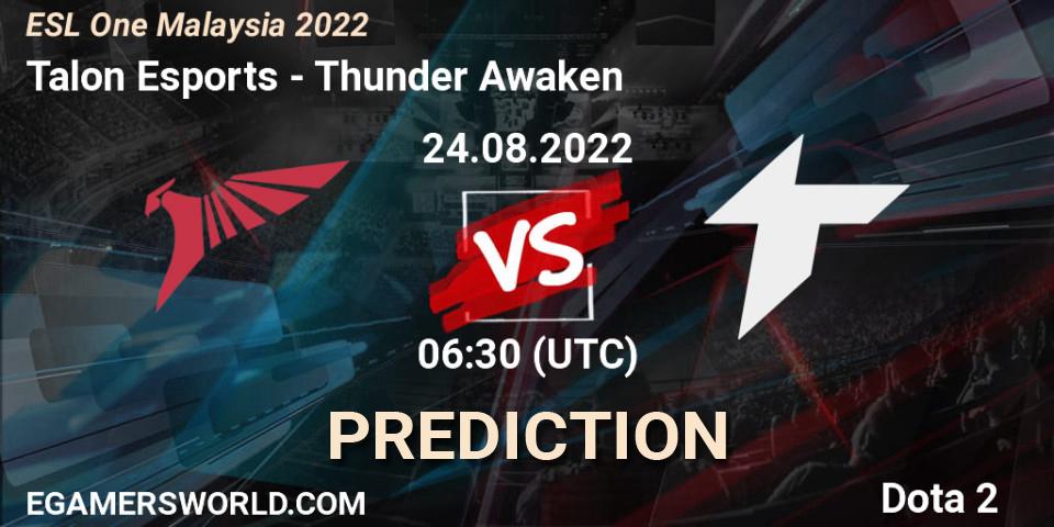 Talon Esports - Thunder Awaken: Maç tahminleri. 24.08.22, Dota 2, ESL One Malaysia 2022