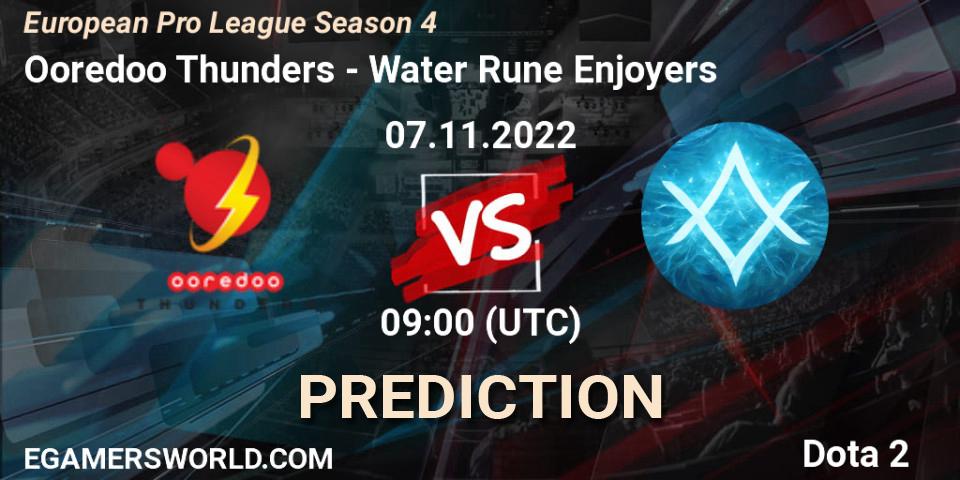 Ooredoo Thunders - Water Rune Enjoyers: Maç tahminleri. 07.11.2022 at 10:08, Dota 2, European Pro League Season 4