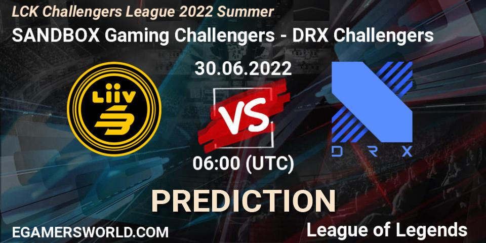 SANDBOX Gaming Challengers - DRX Challengers: Maç tahminleri. 30.06.2022 at 06:00, LoL, LCK Challengers League 2022 Summer