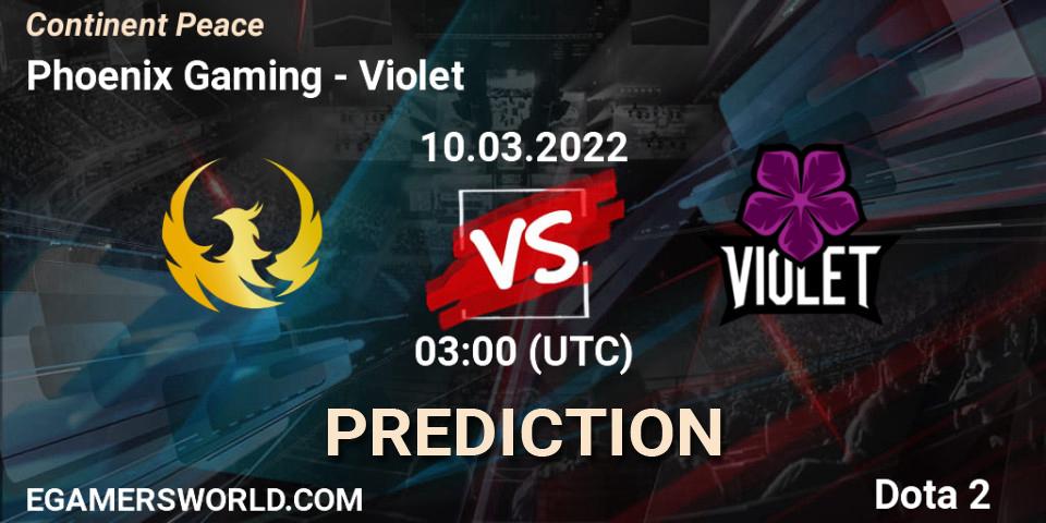 Phoenix Gaming - Violet: Maç tahminleri. 10.03.2022 at 04:16, Dota 2, Continent Peace
