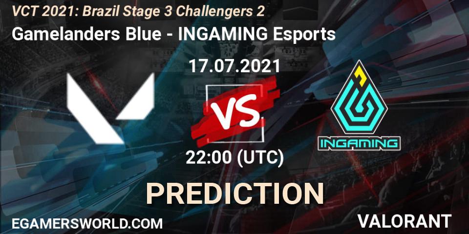Gamelanders Blue - INGAMING Esports: Maç tahminleri. 17.07.2021 at 22:30, VALORANT, VCT 2021: Brazil Stage 3 Challengers 2