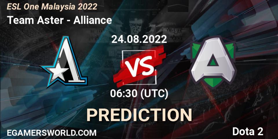 Team Aster - Alliance: Maç tahminleri. 24.08.22, Dota 2, ESL One Malaysia 2022
